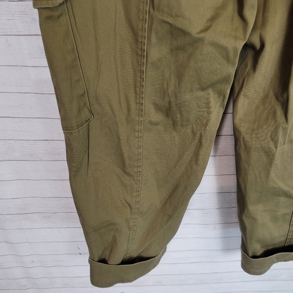 KNOX ROSE CUFFED OLIVE GREEN CARGO PANTS W ELASTIC WAIST BAND, SZ MEDIUM - Picture 11 of 16